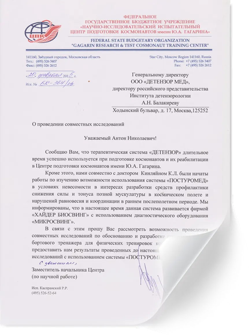 Официальное подтверждение применения системы «Детензор»